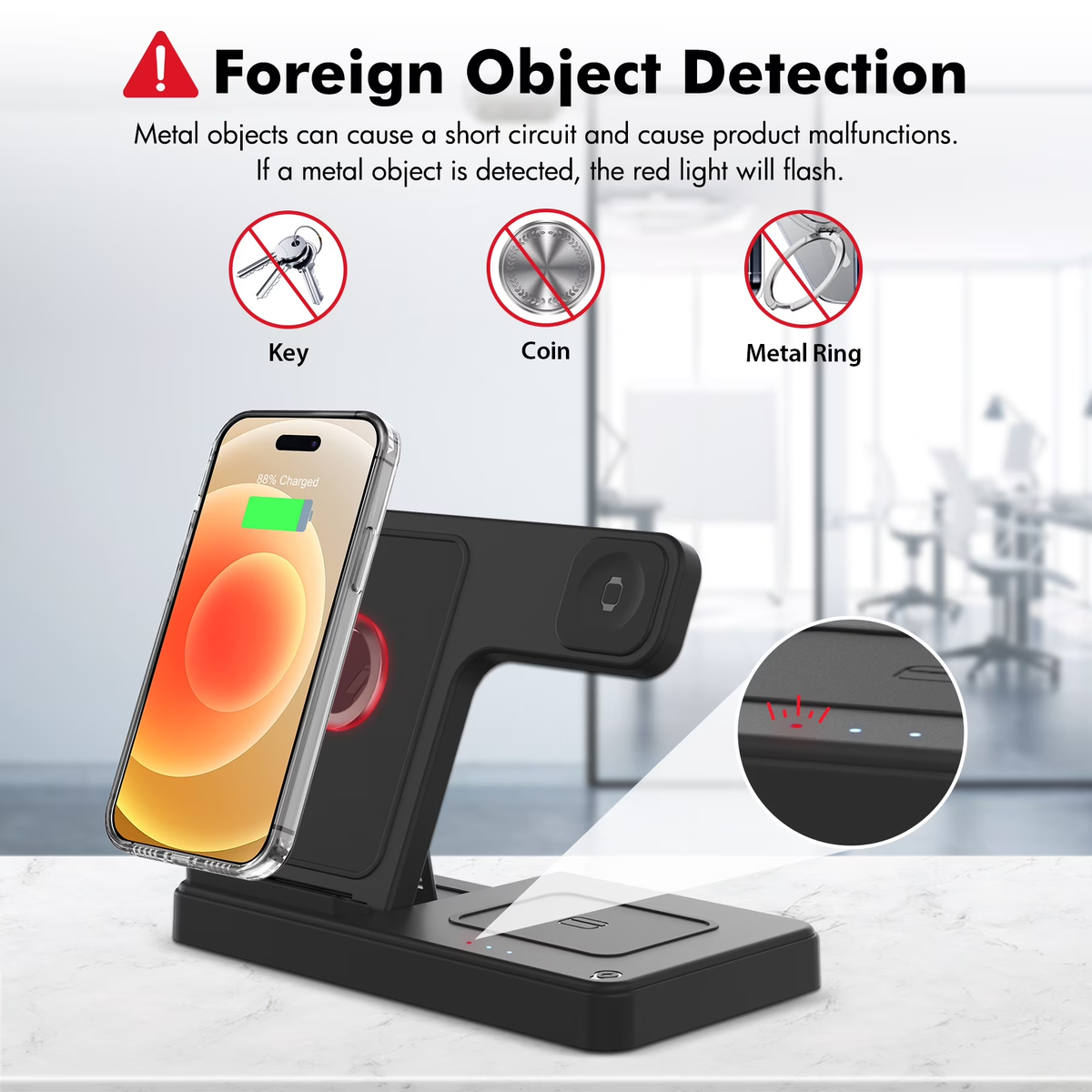 Take You Wireless Charger,3 in 1 Charging Station Compatible with iPhone 14 13 12 11 8 Pro Max X XR XS, Samsung Galaxy, Apple Charging Station for AirPods 3 2 Pro, and for iWatch Series(Black)