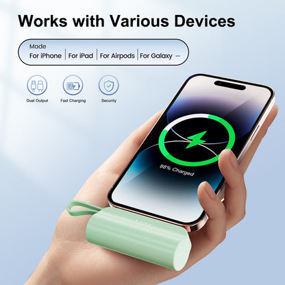 Power Bank, Portable Charger, 4500mAh Battery Pack for iPhone, for Android, Pocket Sized, Perfect for Traveler, Green