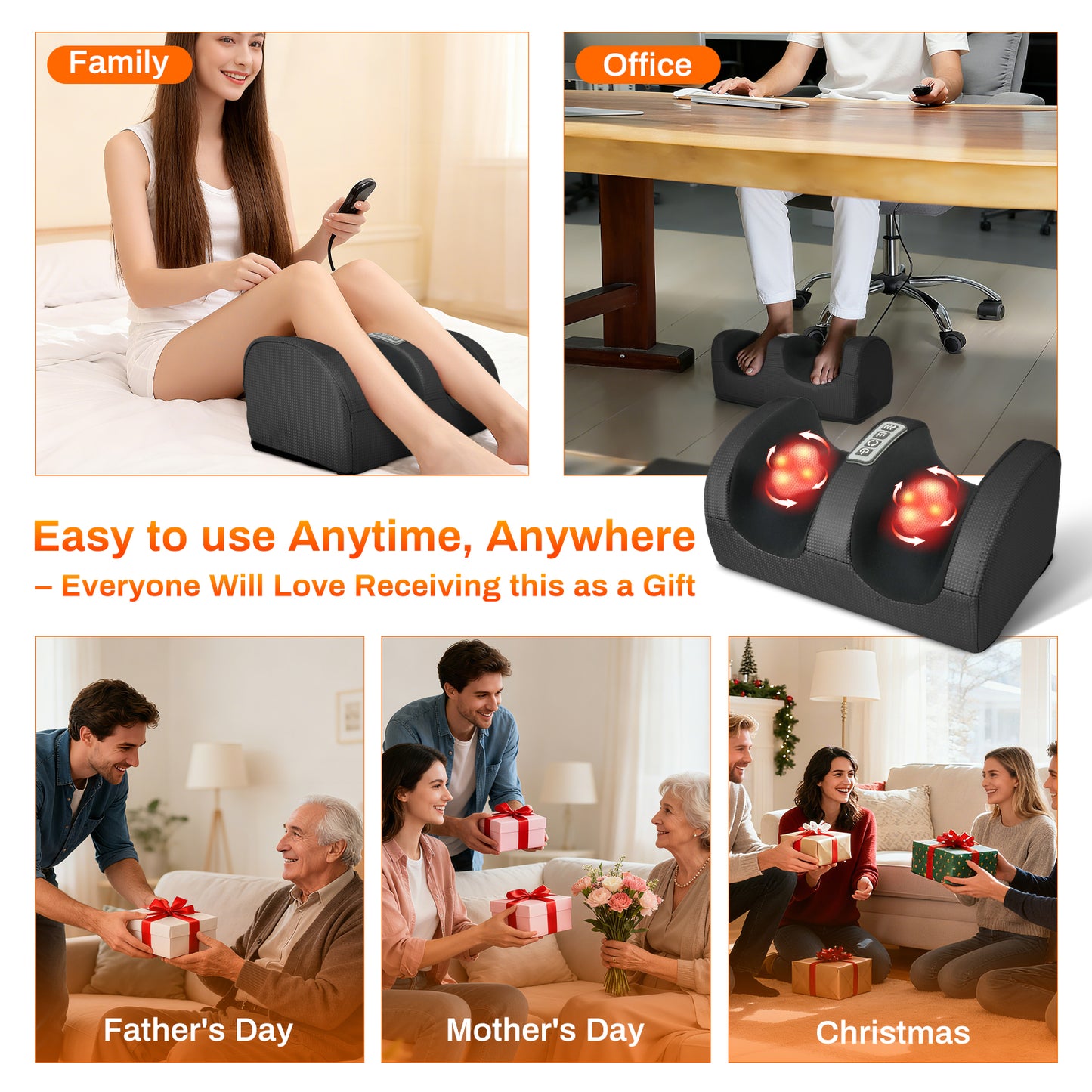 CATGOOD Foot Massager, Shiatsu Foot Massager, Deep Tissue Massage Machine with Heat, Foot Massager and Calf Massager with Massage Roller, Gifts for Mom & Dad, Black