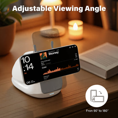 Wireless Charger, 15W Fast Charging Station with Light for iPhone 16e 16 15 14 13 12 Pro Max, Desktop Nightstand Snail-Shaped Detachable LED Lamp Bedside Cordless Light