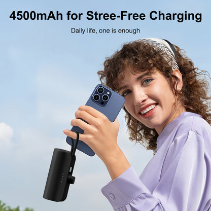 Portable Charger, Power Bank, Ultra Mini 4500mAh Phone Charger for iPhone, Battery Pack with Dual Output,Compatible with Samsung, for iPad Pro Air and More,Black