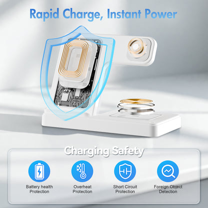 Wireless Charging Station, 3 in 1 Wireless charger Compatible with iPhone 16 15 14 13 12 11 Pro Max Plus XS XR X 8, for Airpods 4 3 2 Pro, For IWatch 9 8 Ultra 2 SE 7 6 5 4 3 2