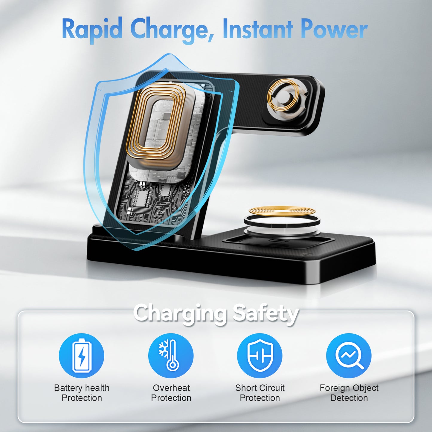 Charging Station, Wirelss Charger, Magnetic Fast Charging Station Compatible with iPhone 16 15 14 13 12 11 Pro Max XS XR, for iWatch Series 9 8 7 6 5 4 3 2 SE, for AirPods 3 2 Pro