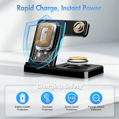 Wireless Charger, 3 in1 Wireless Charging Station, Magnetic Fast Charging Stand Compatible with iPhone 16 15 14 13 12 11 Pro Max Plus XS XR X 8, For iWatch 9 8 7 6 5 4 3 2 SE, for AirPods 3 2 Pro