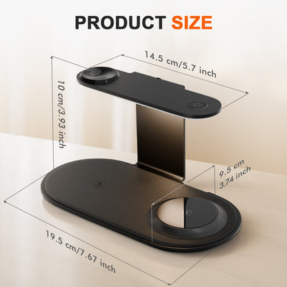4 in 1 Charging Station, MagSafe Wireless Charger with Three Level soft Night Light, 15W Fast Charging for iPhone 12 and above series, for iWatch Series, for AirPods,USB-C Charger Included, Black