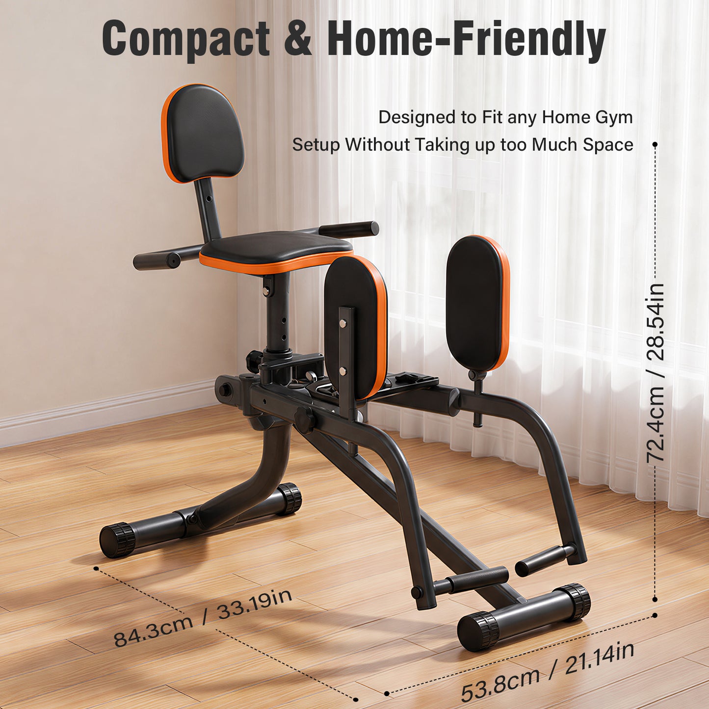 RICAN Hip Abductor Machine for Home Gym, 3-in-1 Inner Thigh Toner & Outer Thigh Sculptor, Adjustable Resistance Glute Machine, Booty Builder with Compact Leg Workout Equipment ¨C Black/Orange