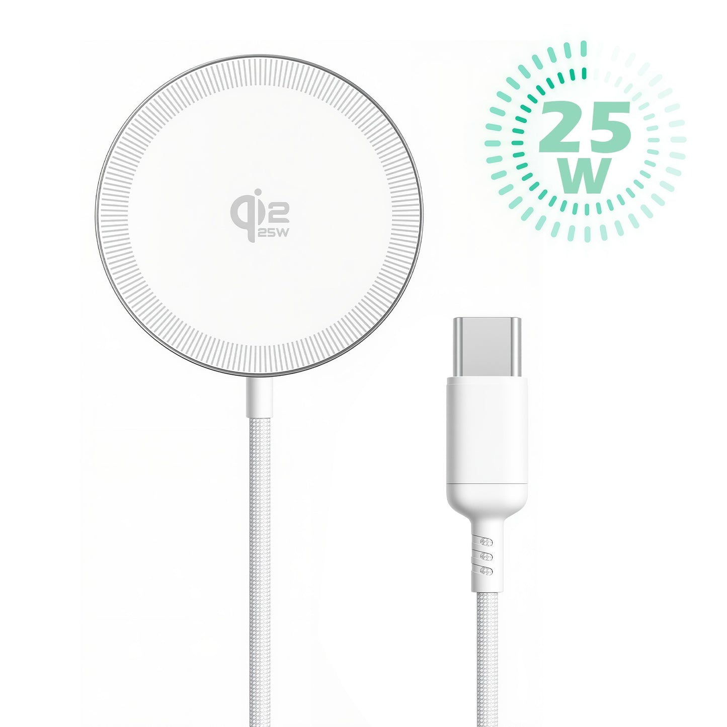 Wireless Charger for iPhone, 25W Phone Charger Compatible with iPhone 17 16 15 13 14 12 Series, Charging Pad Compatible with AirPods 4 3 2, Ideal for Travel Home Office, White(1 Pack)