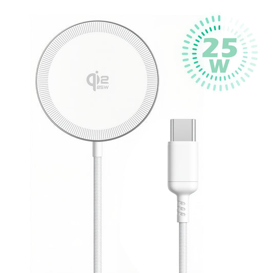 Wireless Charger for iPhone, 25W Phone Charger Compatible with iPhone 17 16 15 13 14 12 Series, Charging Pad Compatible with AirPods 4 3 2, Ideal for Travel Home Office, White(1 Pack)