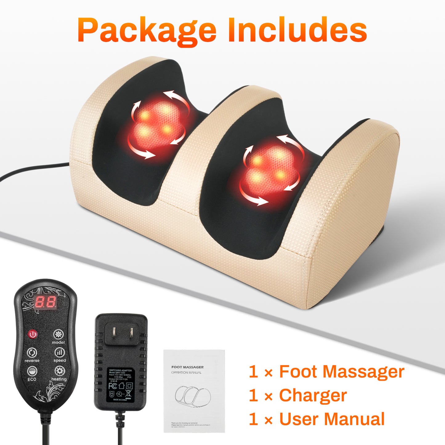 Foot Massager, Foot and Calf Massage Machine, Shiatsu Deep Tissue Massage Machine with Heat, Leg Massager with Massage Roller, Gifts for Mom and Dad, Gold