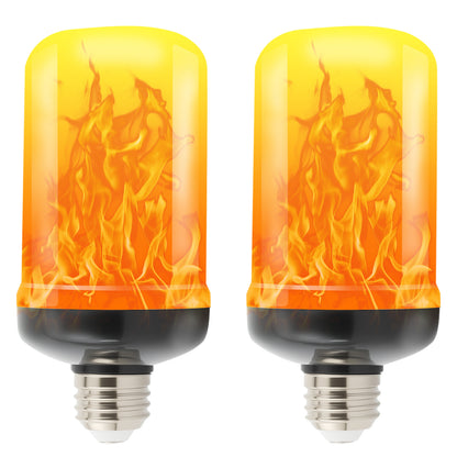 TopZoo LED Flame Light Bulbs 2PCS, Flickering Light Bulbs Upgraded 4 Modes, E26 Base Light Bulbs with Upside Down Effect for Daily, Garden Decor, Halloween, Party, Patio, Indoor, Outdoor Decor