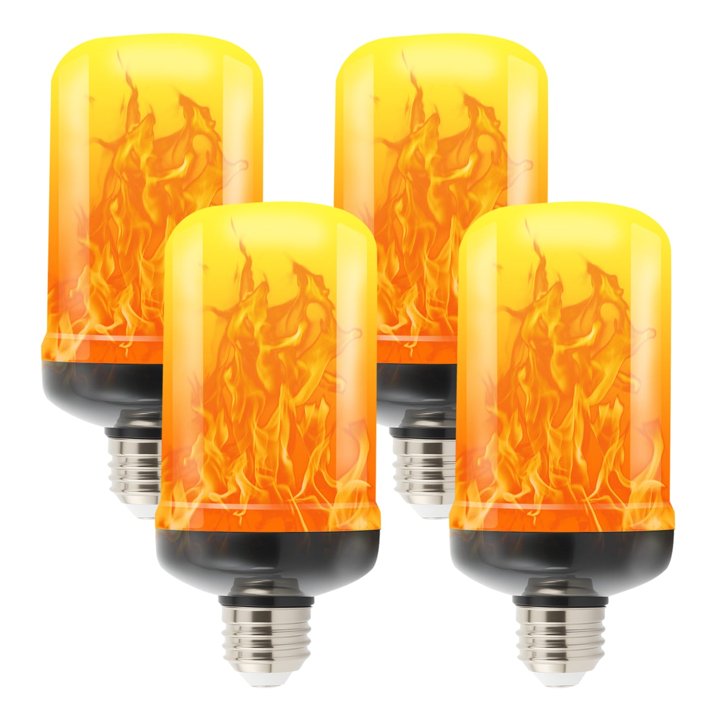 TopZoo LED Flame Light Bulbs 4PCS, Flickering Light Bulbs Upgraded 4 Modes, E26 Base Light Bulbs with Upside Down Effect for Daily, Garden Decor, Halloween, Party, Patio, Indoor, Outdoor Decor