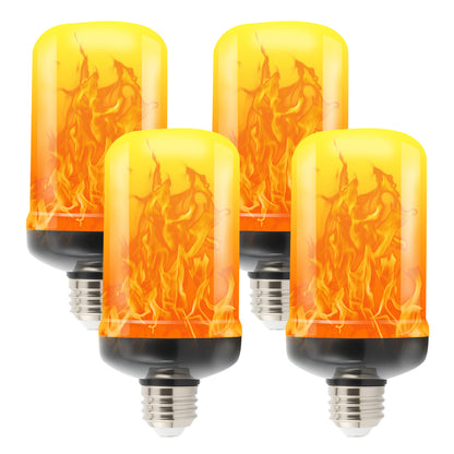 TopZoo LED Flame Light Bulbs 4PCS, Flickering Light Bulbs Upgraded 4 Modes, E26 Base Light Bulbs with Upside Down Effect for Daily, Garden Decor, Halloween, Party, Patio, Indoor, Outdoor Decor