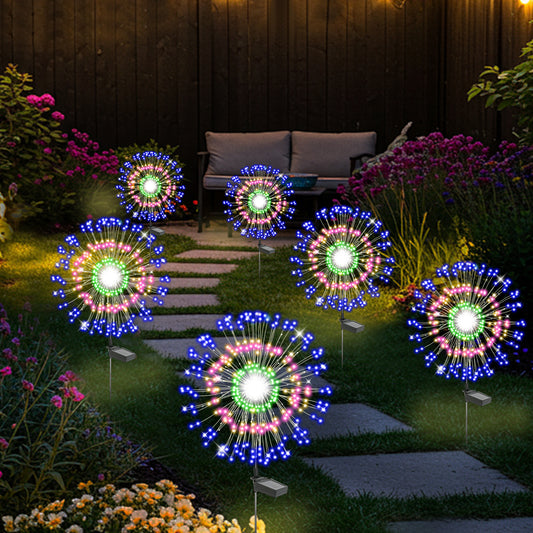 TopZoo Solar Garden Lights Outdoor, Firework Stake Lights Garden Decorative, Upgraded 180 LED Multicolor Sparklers Waterproof for Yard, Patio, Party, Christmas, Halloween, 6 Packs