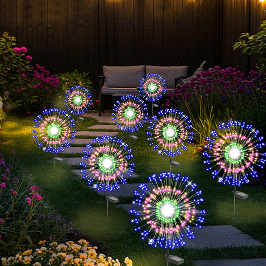 TopZoo Solar Garden Lights Outdoor, Firework Stake Lights Garden Decorative, Upgraded 180 LED Multicolor Sparklers Waterproof for Yard, Patio, Party, Christmas, Halloween, 8 Packs