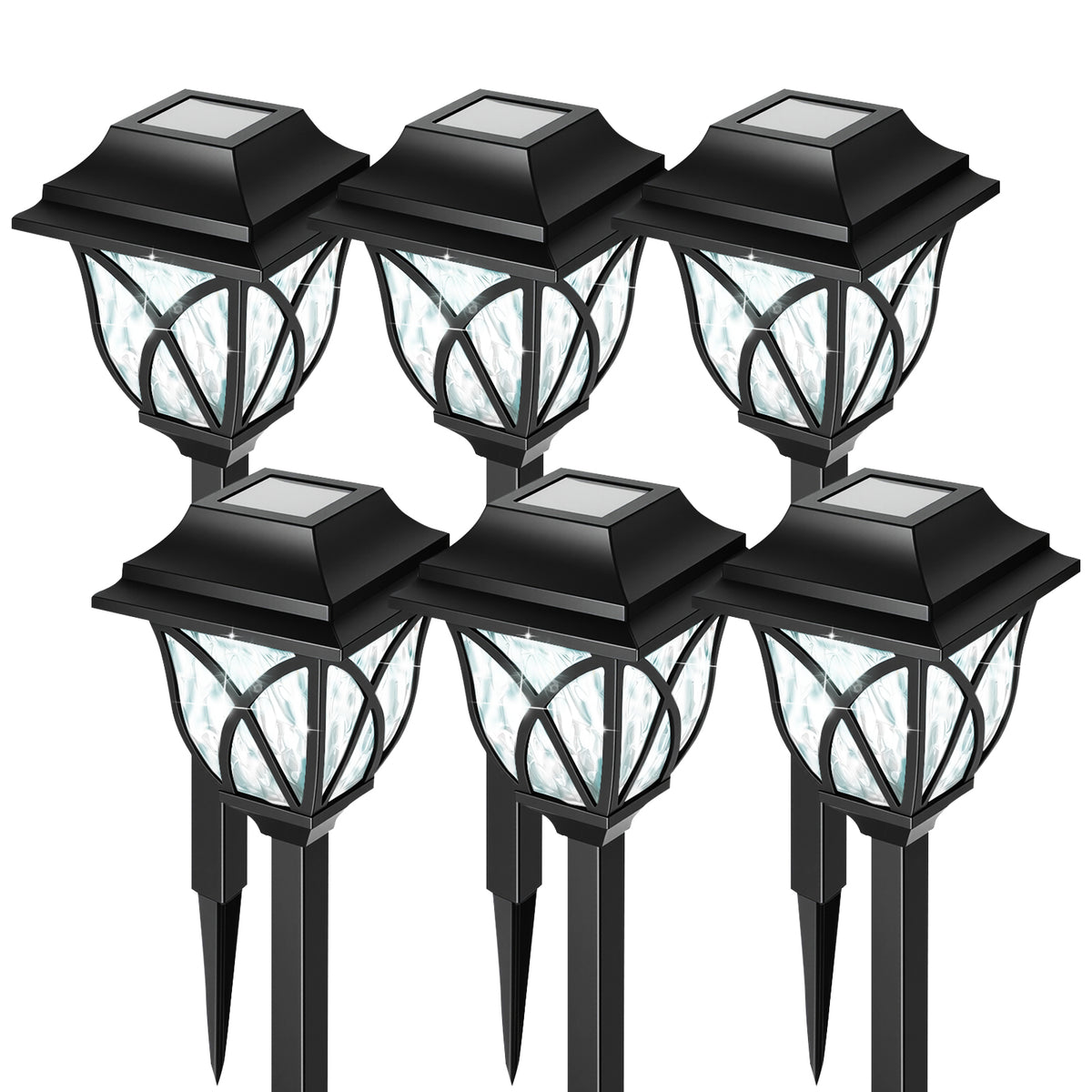TopZoo Solar Lights Outdoor Pathway, 6 Pack Solar Garden Stake Lights for Yard Patio Walkway Planter Pool, LED Waterproof, Cool White