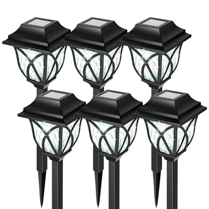 TopZoo Solar Lights Outdoor Pathway, 6 Pack Solar Garden Stake Lights for Yard Patio Walkway Planter Pool, LED Waterproof, Cool White