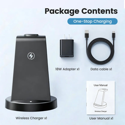 Wireless Charger for Samsung, 3 in 1 Charging Station, 15W Fast Charging Stand for Galaxy S26 Ultra S25 S24, Watch Charger for Watch 8 7 6 5 4, Charging Dock for Galaxy Buds 3 2 pro, Black