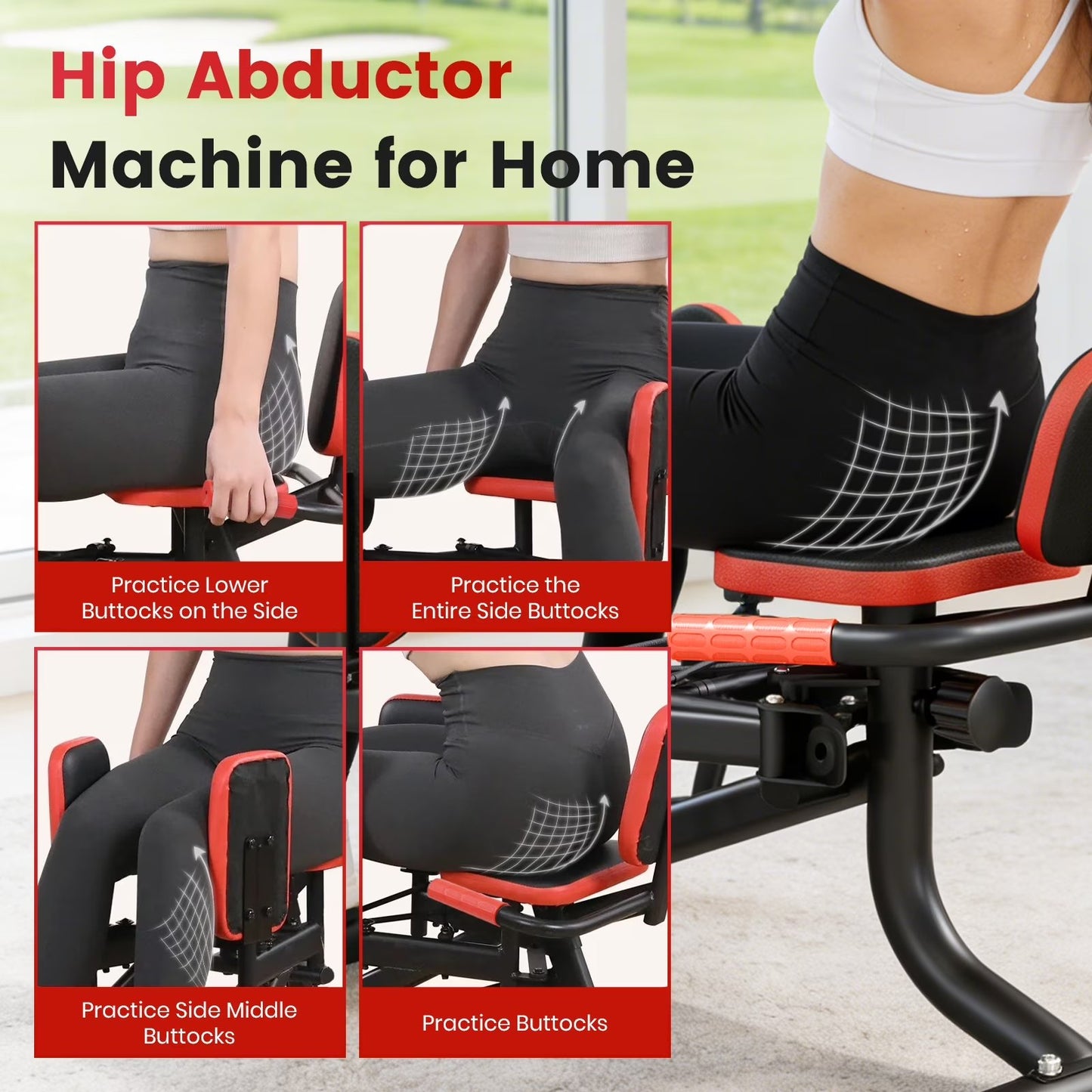Hip Abductor Machine, Incline Hip Abduction Machine with Hip Thrust Function for Man & Women, Leg Abductor Machine, Booty Builder for Butt Workout