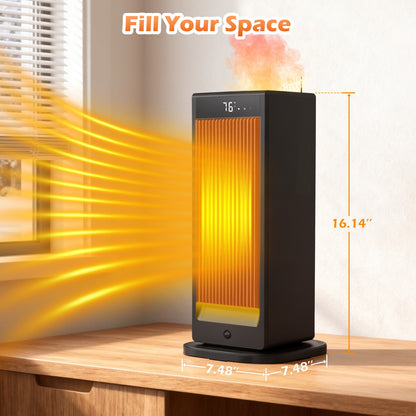 1500W Portable Space Heater for Inside with Humidifier, 3 Heating Modes Ceramic Heating Tabletop Electric Heater for Indoor Use with 180° Oscillation and 12-Hour Timer for Bedroom Office Home