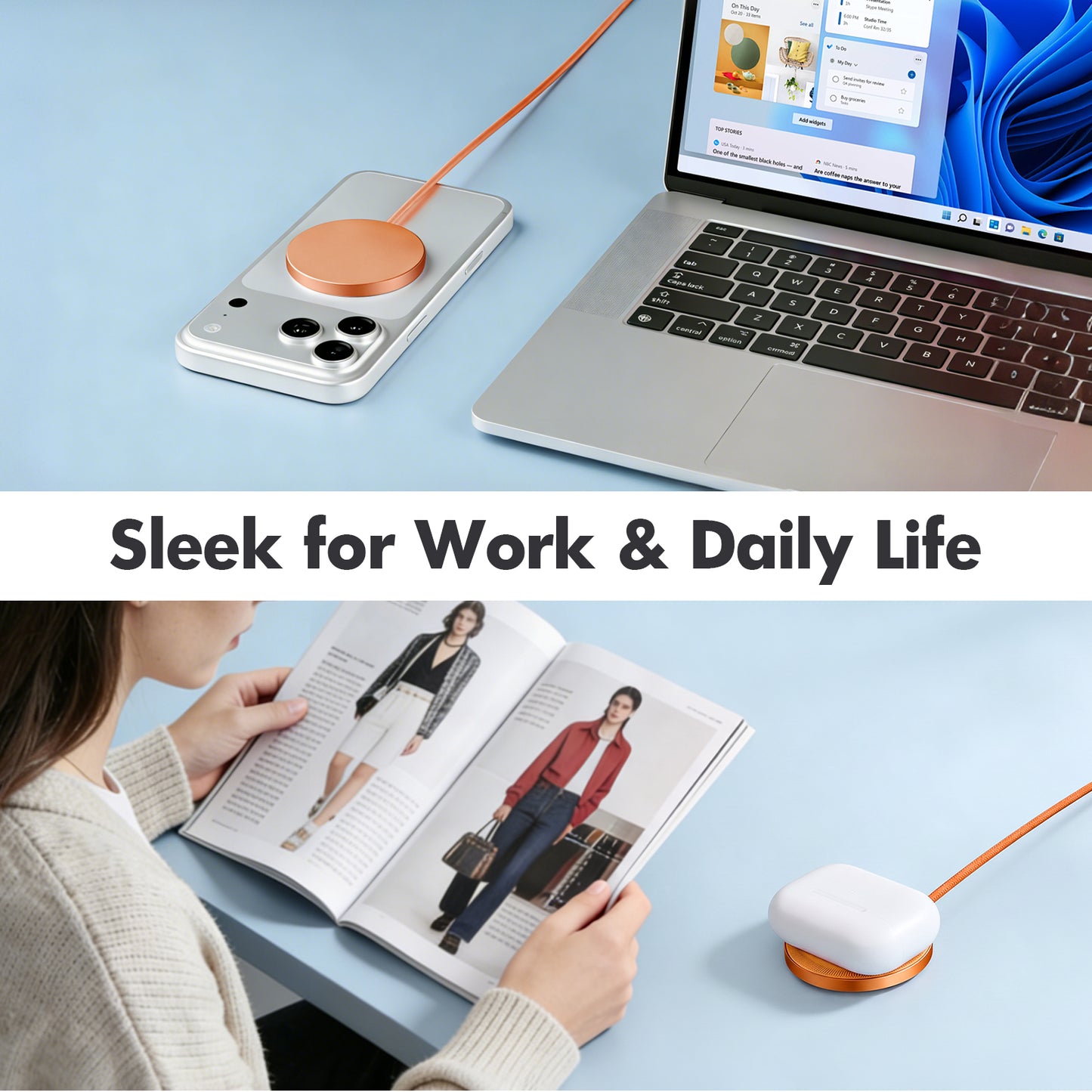 Magnetic Wireless Charging Pad, 25W Ultra-Thin Fast Wireless Charger for iPhone 17/16/15/14/13/12 & AirPods, Portable Travel Charging Mat