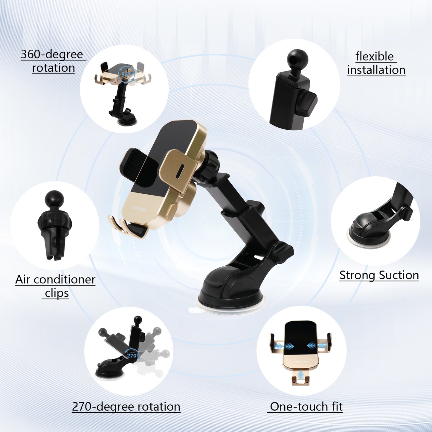 Wireless Car Charger,15W Fast Charging Auto-Clamping Car Charger Phone Mount Air Vent Cell Phone Holder for iPhone 17/16/15/14/13/Pro/12 pro/12/11,Samsung Galaxy S23/S22/S21/S20,etc