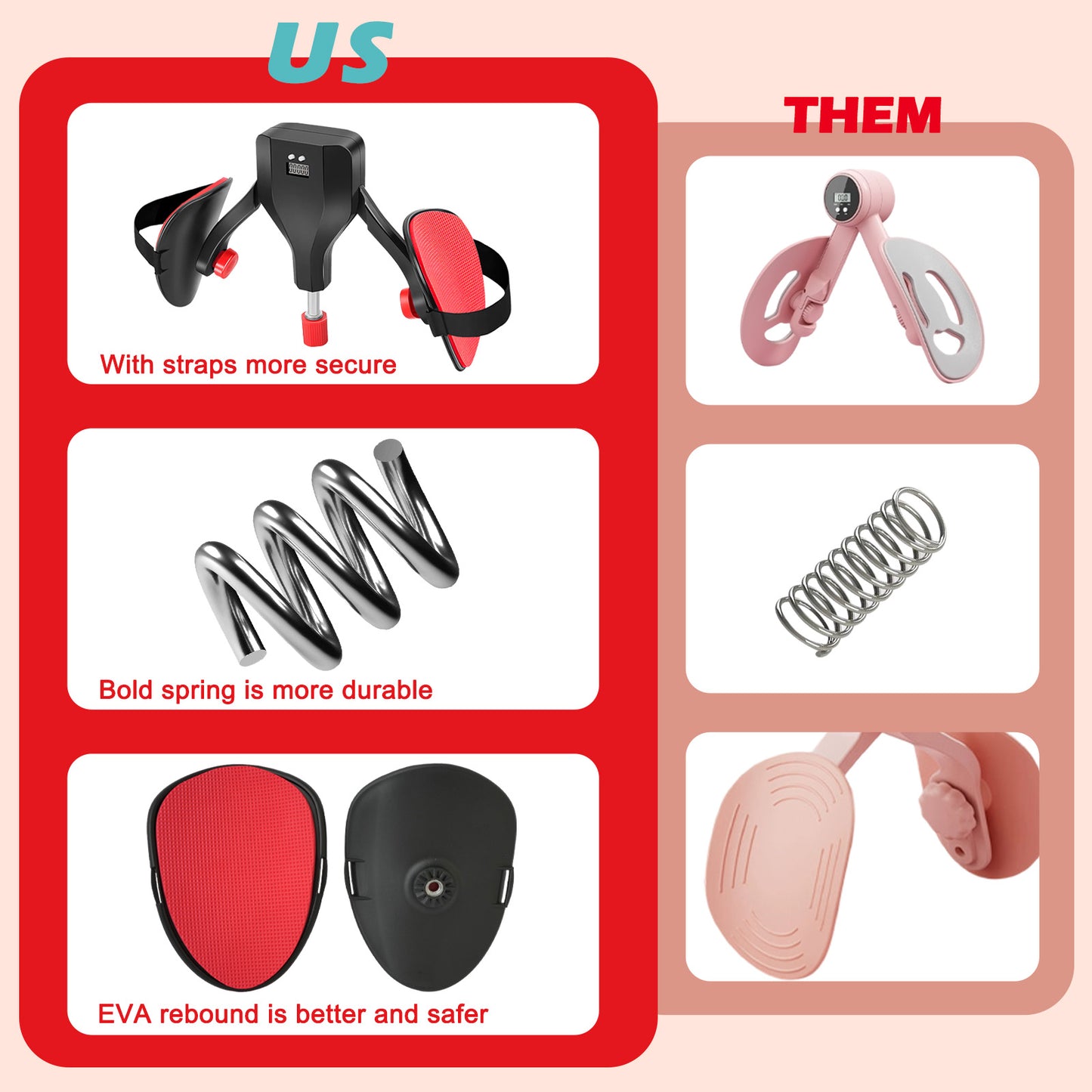 RICAN Thigh Master, Thigh Trainer Adjustable Resistance 22-77LBS, Hip Shaper Trainer Machine with Display Counter, Leg Exercise Equipment for Men & Women