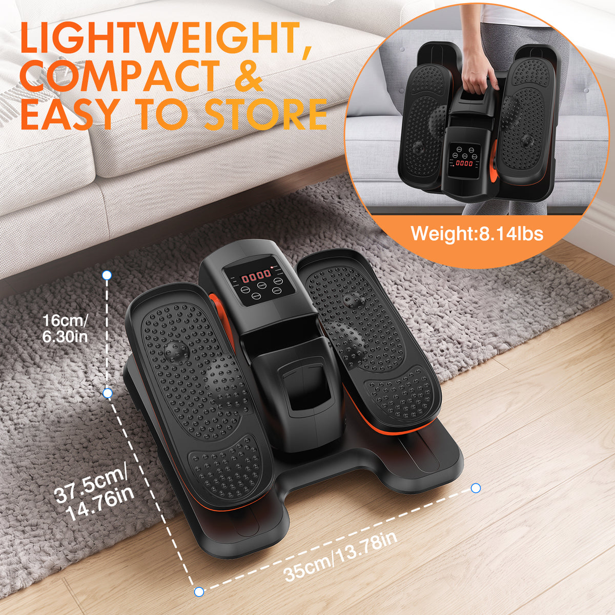 Under Desk Ellipticals Electric, Ellipse Leg Exerciser for Seniors Fully Assembled, Seated Pedal Exerciser with Remote Control & Non-Slip Pedals