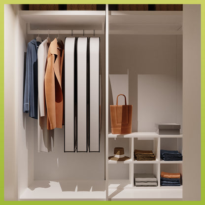 ALSO GO 60" Garment Bags with 4" Gussets, Multifunctional Garment Bags for Hanging Clothes,Waterproof Dress Bag and Suit Bag, Clear Travel Garment Bag for Clothes, Gowns, Coats, Suits, 5 Packs
