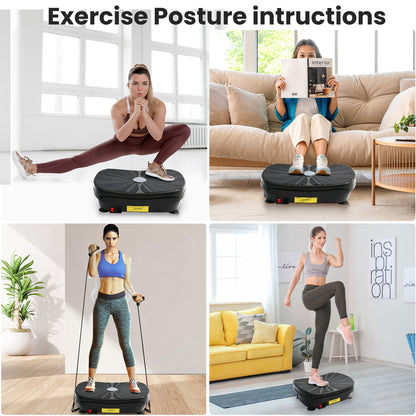 Vibration Plate Exercise Machine, Lymphatic Drainage Machine, Whole Body Workout Resistance Bands, Remote Control for Home Weight Loss and Training