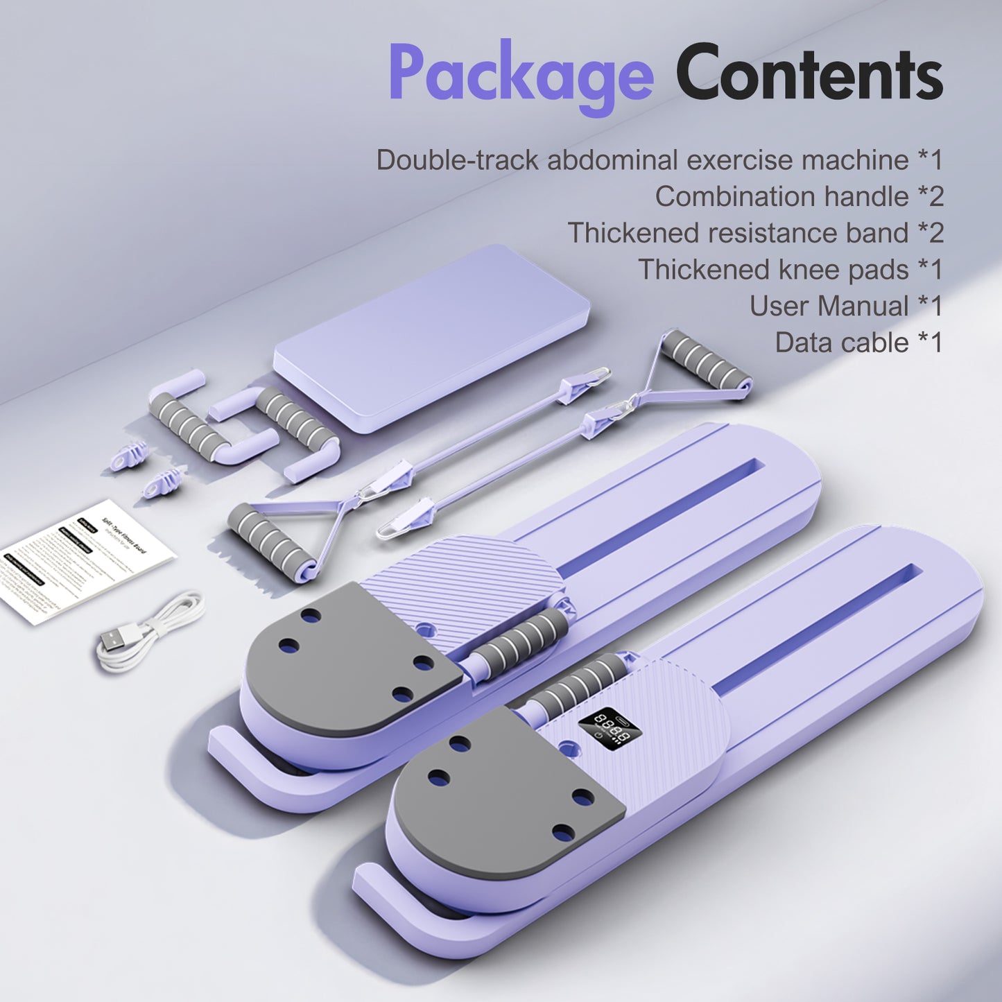 Pilates Board, Multifunctional Abdominal Board, Removable Abdominal Trainer with LED for Home, Sliding Workout Equipment with Knee Protected