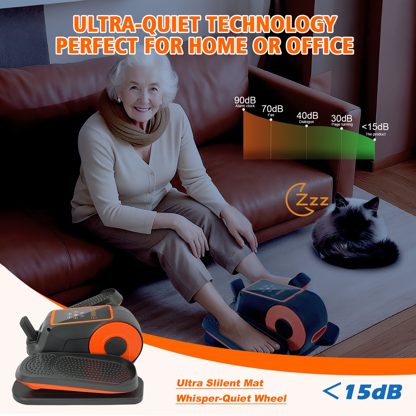 ALSO GO Under Desk Elliptical Machine, Quiet & Portable Leg Ellipse Exerciser with Remote Control & 12 Adjustable Speeds, Elliptical Exercise Machine with Dual Modes for Home Office Fitness