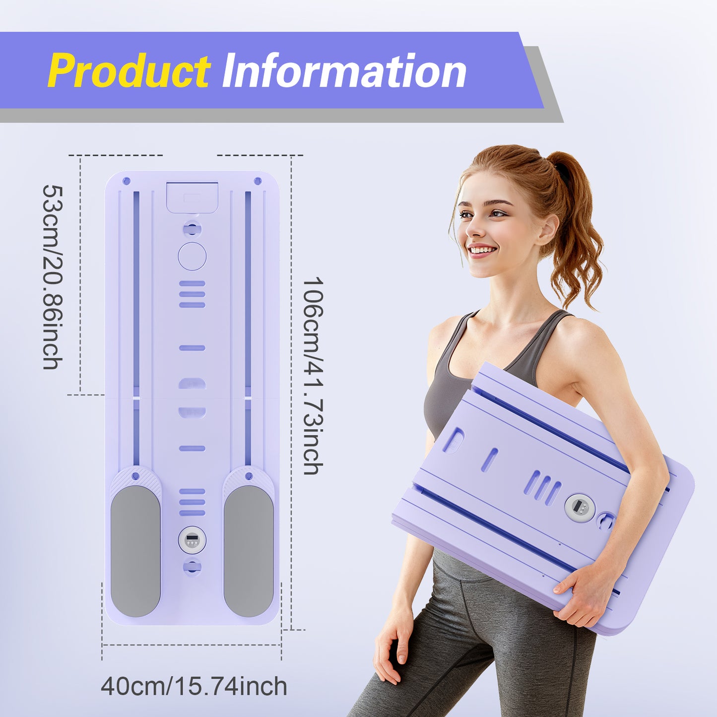 Rican Pilates Board, Portable Ab Board, Multifunctional Abdominal Board, Foldable Pilates Reformer Set, Sliding Equipment for Home with Timer, Purple