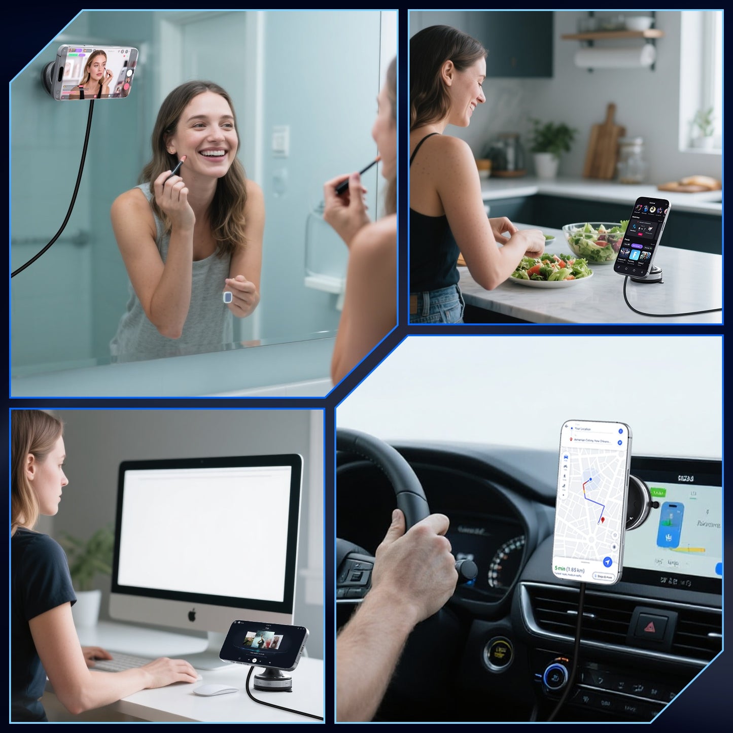 Wireless Car Charger, 15W Wireless Charging Phone Mount for Car, Magnetic Car Phone Holder for iPhone 16 15 14 13 12, 360¡ã Rotatable Charger Car Mount, Black