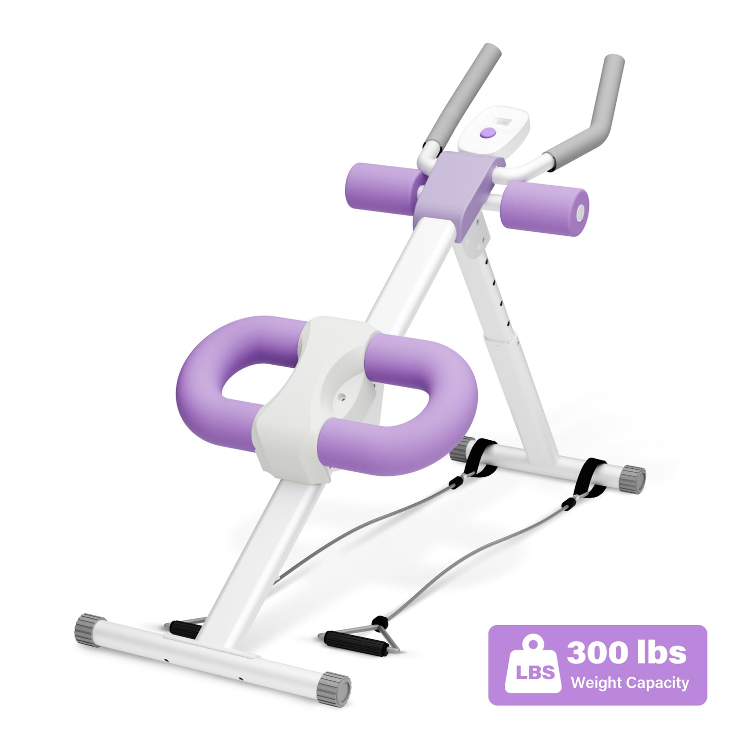 ALSO GO Ab Machine, Adjustable Ab Trainer Machine, Abdominal Workout Equipment with LED Display, 300 lb Foldable Abdominal Core Equipment with Resistance Bands, Purple
