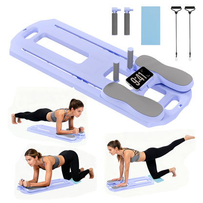 Rican Pilates Board, Foldable Ab Board, Multifunctional Abdominal Board for Home, 300 lbs Abs Workout Equipment with Knee Pad, Portable Pilates Reformer for Full Body Workout, Purple