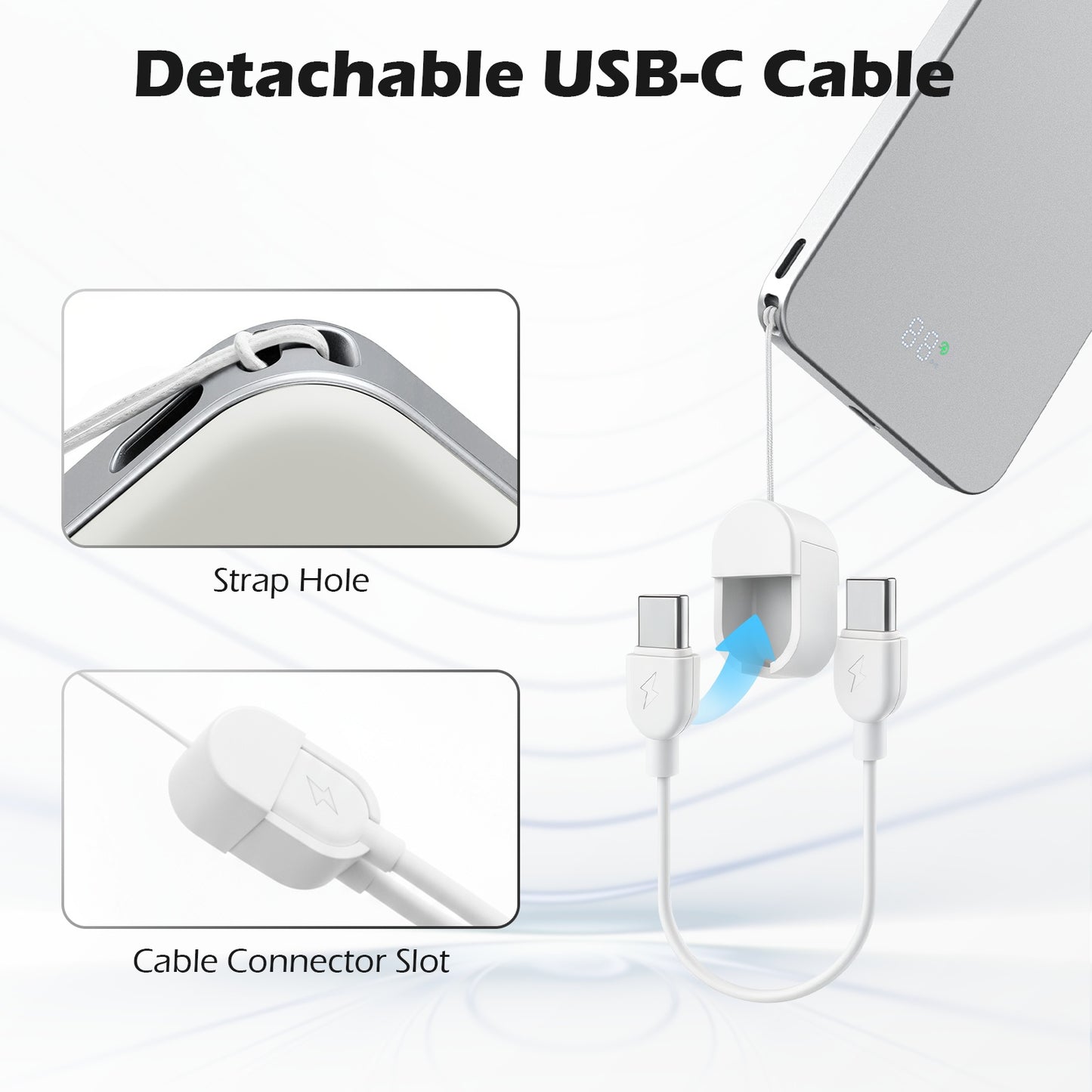 Power Bank, 5000mAh Wireless Portable Charger for iPhone, Ultral Slim Magnetic Battery Pack Compatible with 17 16 15 14 13 12, with 20W PD Fast Charging, White