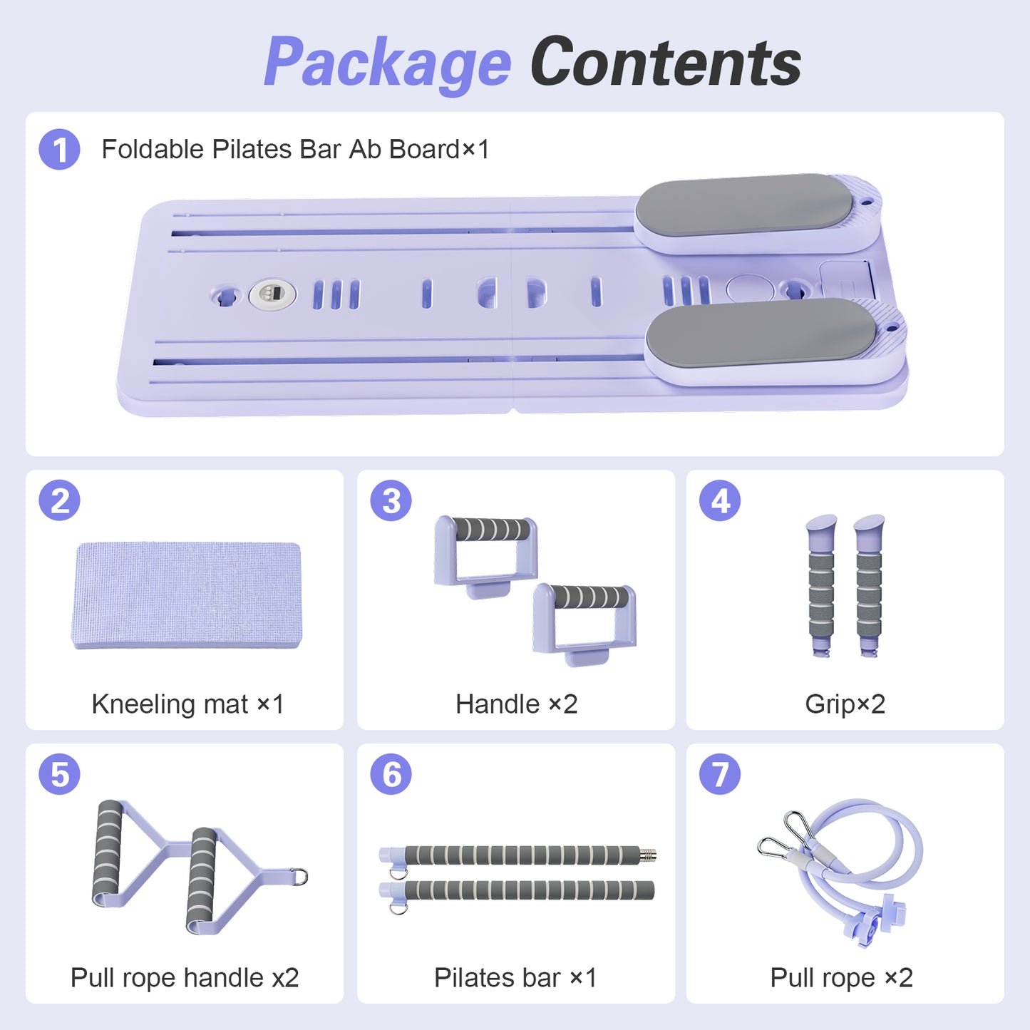 Rican Pilates Board, Portable Ab Board, Multifunctional Abdominal Board, Foldable Pilates Reformer Set, Sliding Equipment for Home with Timer, Purple