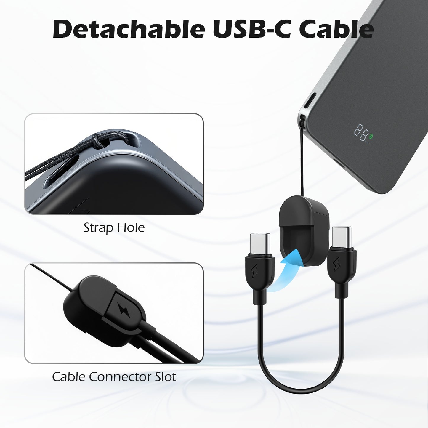 Portable Charger, 5000mAh Power Bank for iPhone, 20W PD Fast Charging, Ultral Slim Wireless Battery Pack Compatible with 17 16 15 14 13 12, Perfect Gift for Family, Black