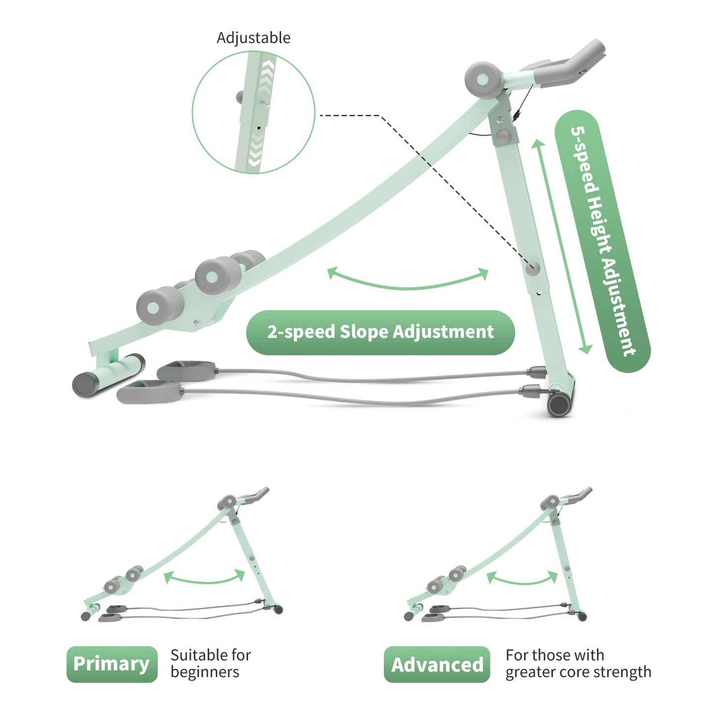 Ab Workout Machine, Adjustable Ab Machine for Strength Training, Foldable Waist Trainer Suitable for Beginner