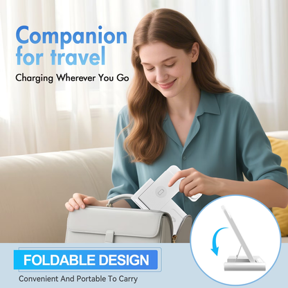 Wireless Charger,Portable Charger Phone Charging Station Compatible with iPhone 17 16 15 14 13 12 11 Pro Max Plus XS XR X 8,for Apple Watch 9 8 7 6 5 4 3 2 SE,for AirPods 3 2 Pro,White
