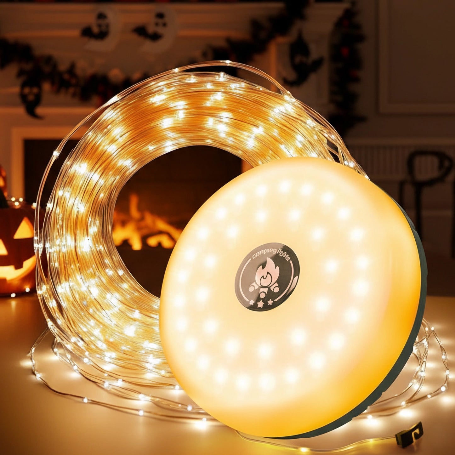 BAOKALER Camping String Lights Retractable, 32.8ft Outdoor Lanterns with 5 Lighting Modes, 2000MAH Camping Lights Rechargeable, USB, Waterproof