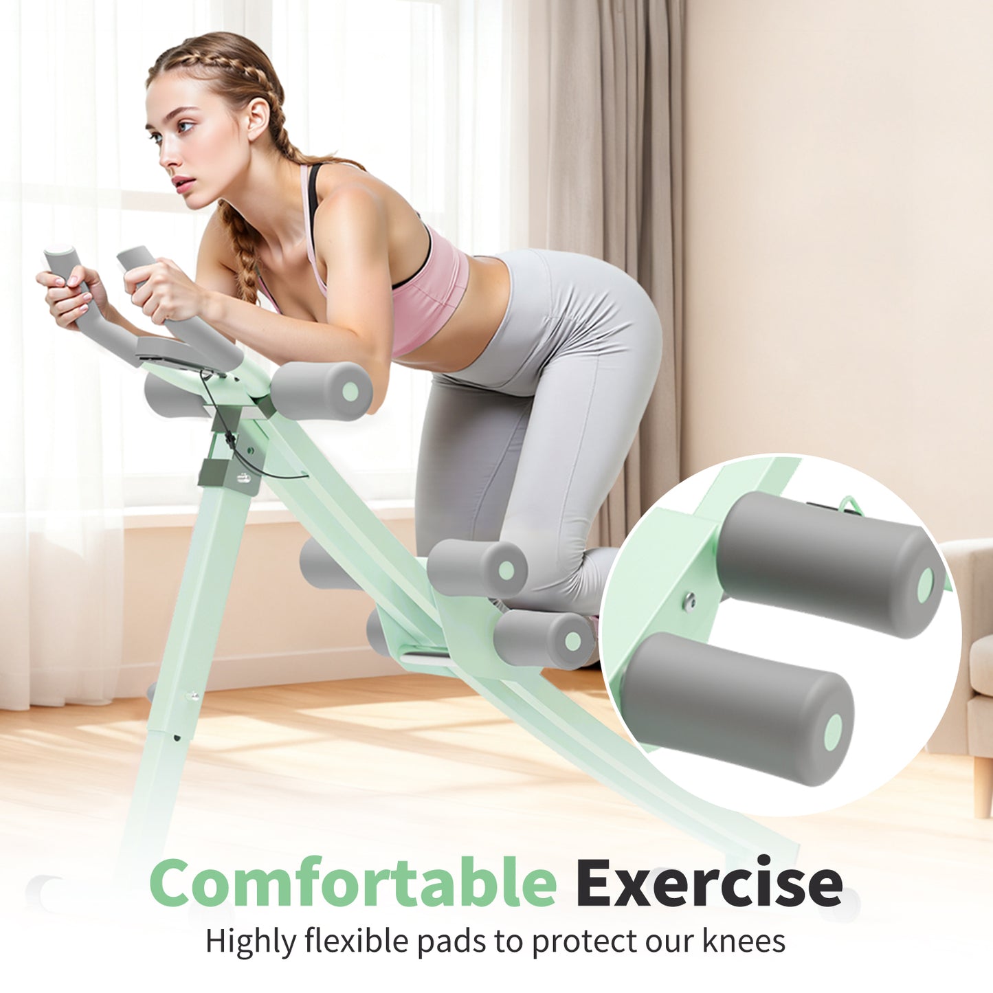 Ab Workout Machine, Adjustable Ab Machine for Strength Training, Foldable Waist Trainer Suitable for Beginner