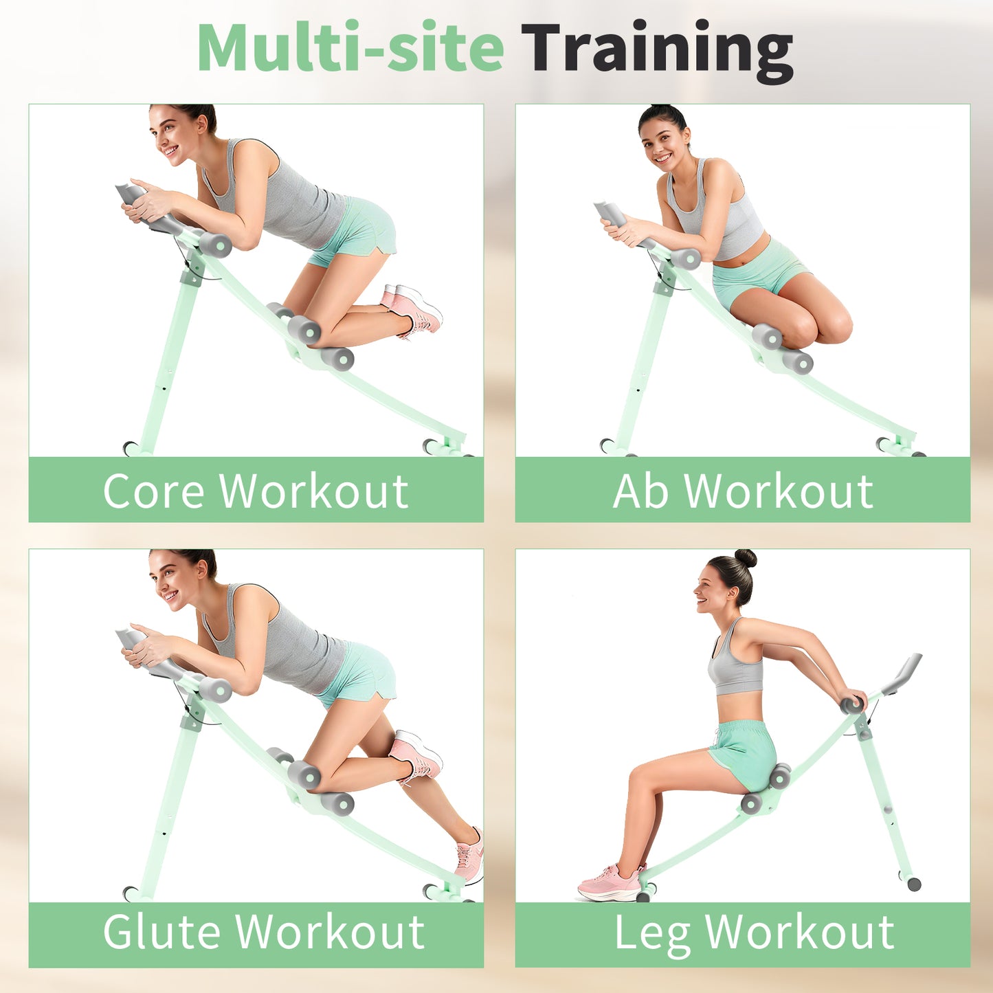 Ab Workout Machine, Adjustable Ab Machine for Strength Training, Foldable Waist Trainer Suitable for Beginner