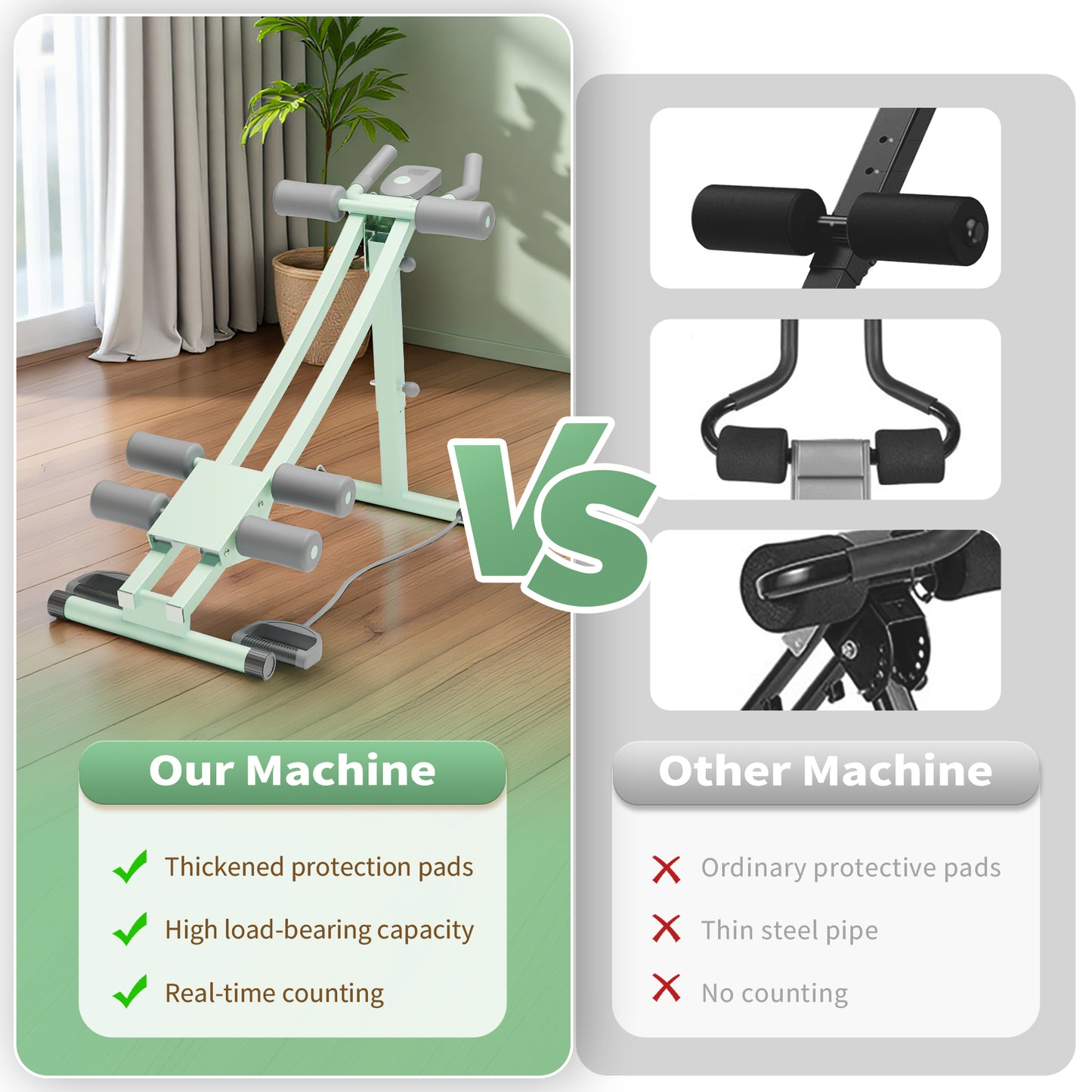 Ab Workout Machine, Adjustable Ab Machine for Strength Training, Foldable Waist Trainer Suitable for Beginner