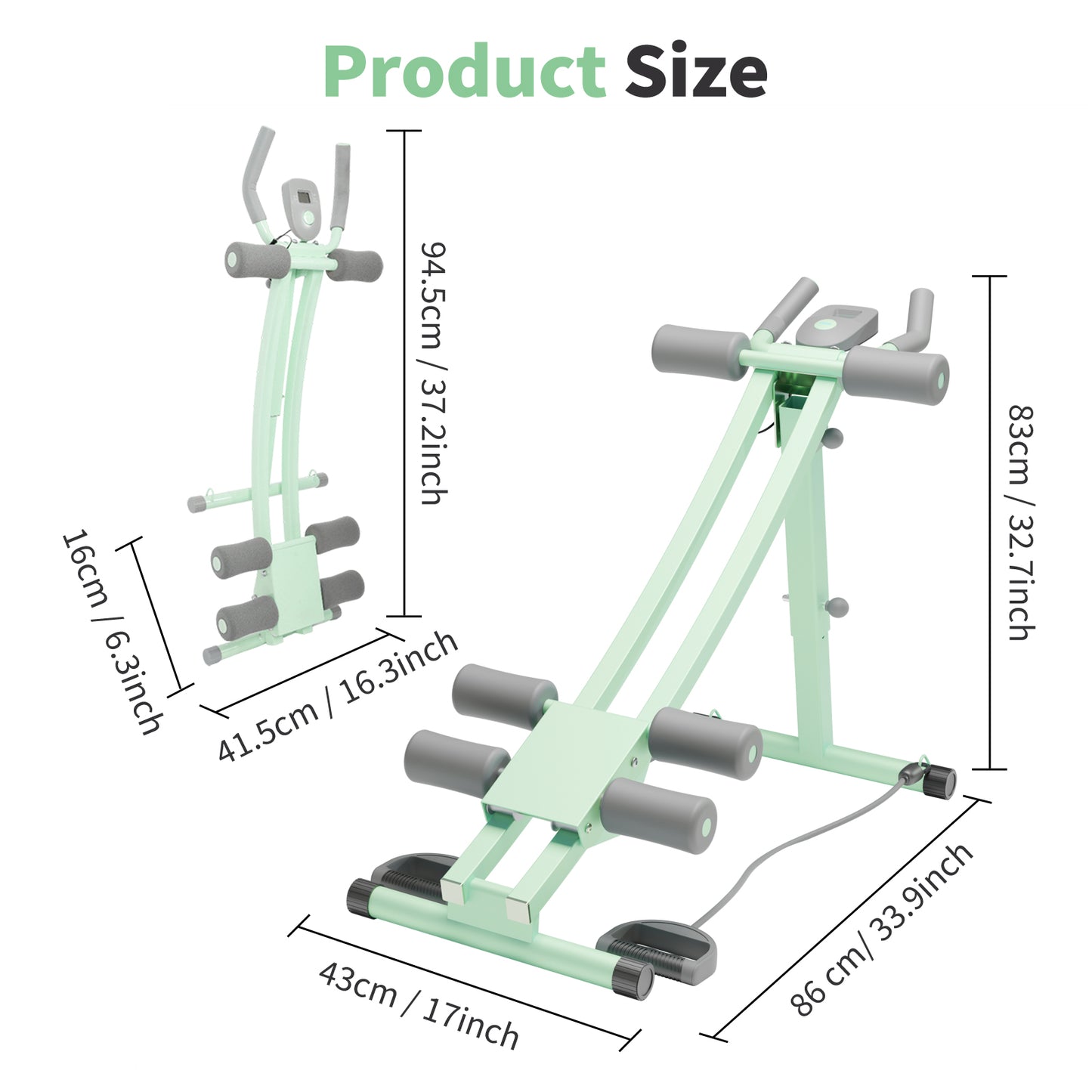 Ab Workout Machine, Adjustable Ab Machine for Strength Training, Foldable Waist Trainer Suitable for Beginner