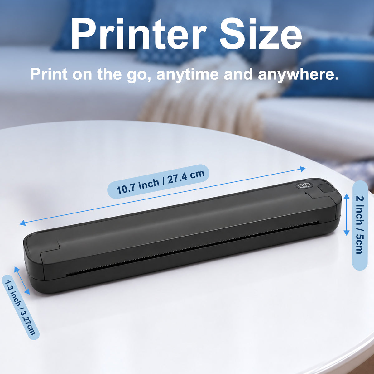 BAOKALER Thermal Printer for Travel, Inkless Portable Wireless Printer US Letter 8.5 inch & A4, Bluetooth for iOS Android Phones, USB for Windows Mac Laptops, Home Office School