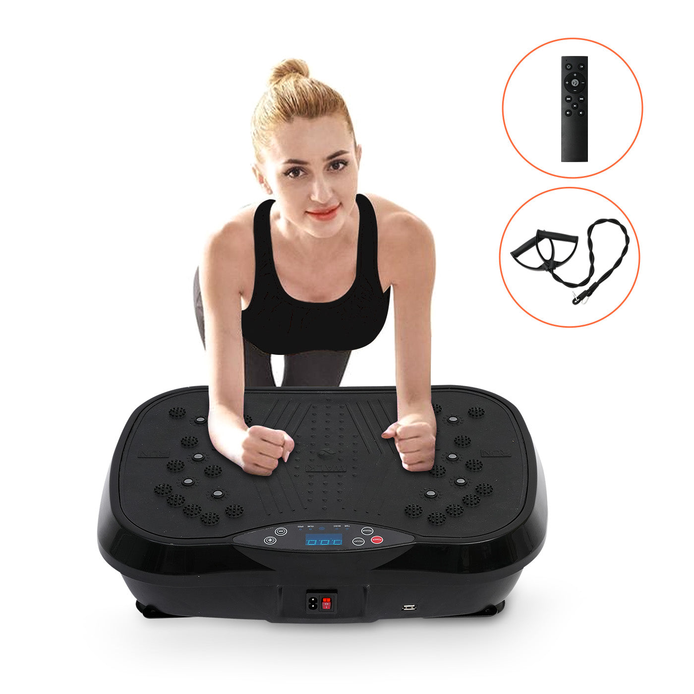 RICAN Vibration Plate Exercise Machine, Full Body Workout Platform with Loop Bands & Remote Control for Home Fitness, Weight Loss & Muscle Toning, Vibrating Stand Shake Board, Black