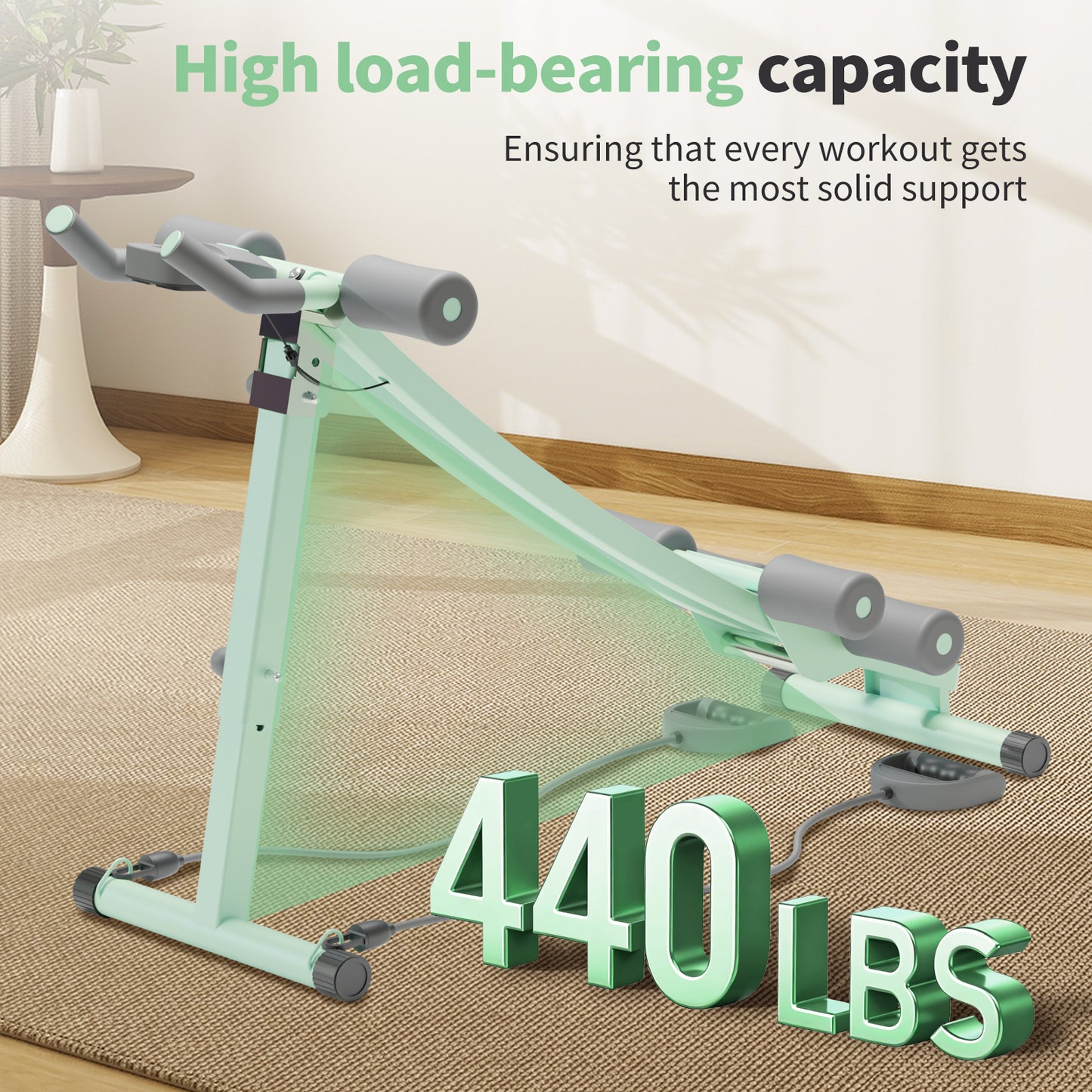 Ab Workout Machine, Adjustable Ab Machine for Strength Training, Foldable Waist Trainer Suitable for Beginner