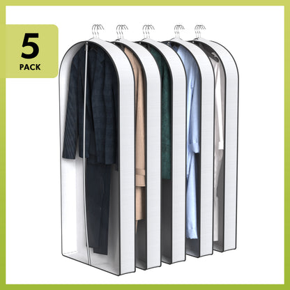 ALSO GO 60" Garment Bags with 4" Gussets, Multifunctional Garment Bags for Hanging Clothes,Waterproof Dress Bag and Suit Bag, Clear Travel Garment Bag for Clothes, Gowns, Coats, Suits, 5 Packs