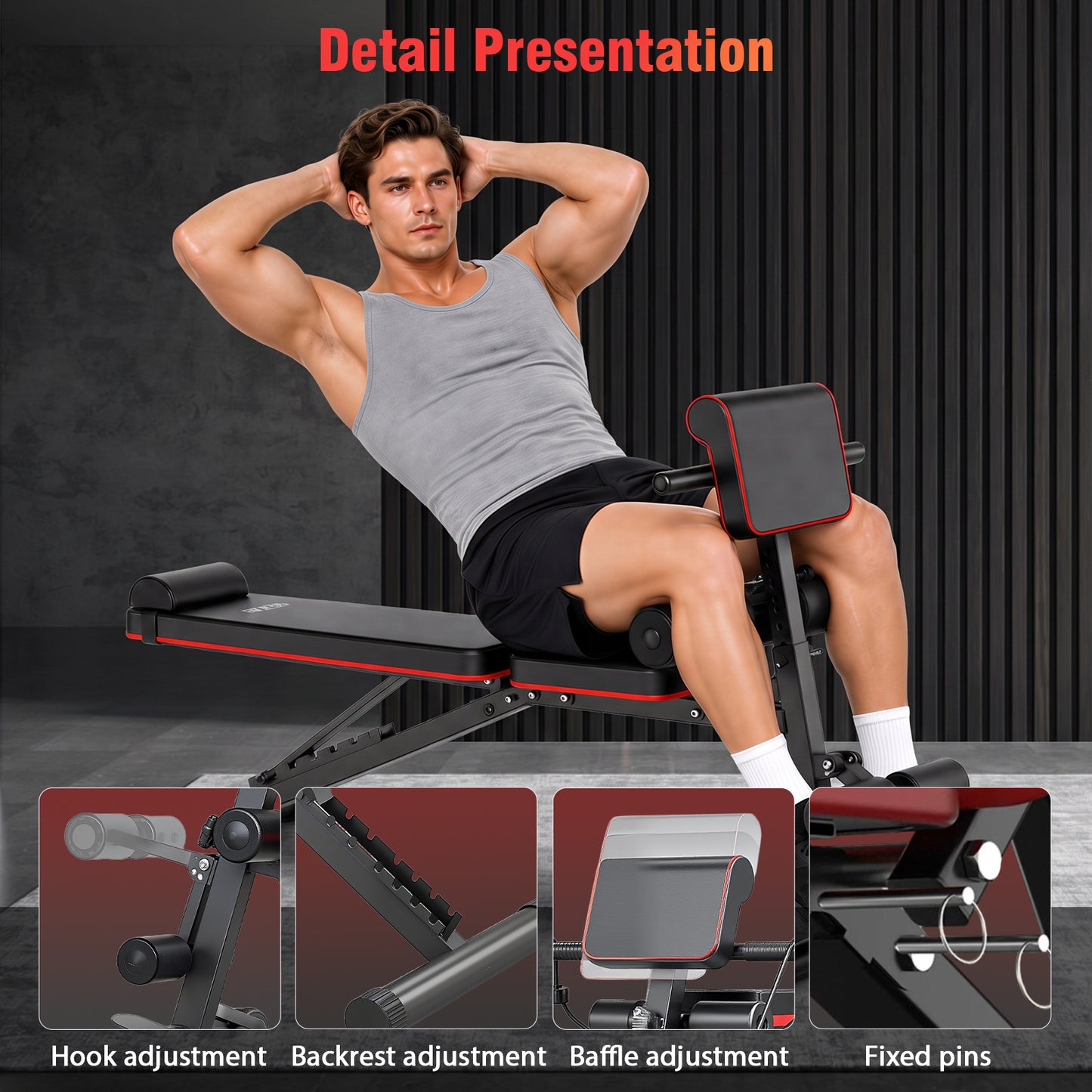 Adjustable Weight Bench Multifunctional Workout Bench for Full Body Exercise Home Gym with Accessories Ideal for Strength Training
